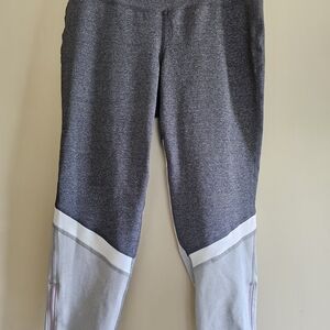 Old Navy Gray Colorblock Leggings with White Accent